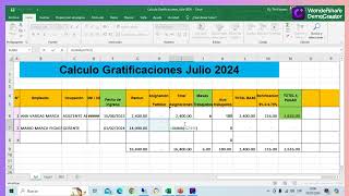 CALCULO DE GRATIFICACION JULIO 2024  CASO PRACTICO [upl. by Pinebrook]