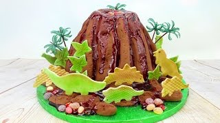 Jurassic Volcano Cake With Lava amp Dinosaurs [upl. by Dowell]