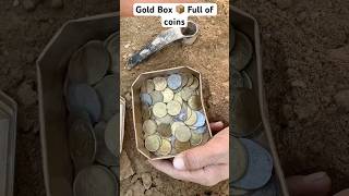 We found a gold box 📦 full of coins during excavation goldbox coins excavation metaldetecting [upl. by Aizirtap261]