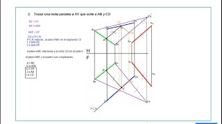 Geometría Descriptiva  Ejercicio de Paralelismo e intersección entre plano y recta [upl. by Mcadams203]