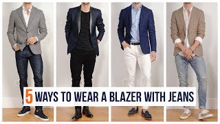 How to Wear A Blazer With Jeans  Casual Men’s Fashion  Spring Outfit Inspiration [upl. by Landre375]