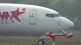 Corendon Airlines Europe B737800 Takeoff Groningen Airport Eelde [upl. by Syl574]