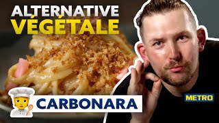 Recette carbonara végétale  comment faire des pâtes carbonara sans pecorino   METRO [upl. by Elleynod20]