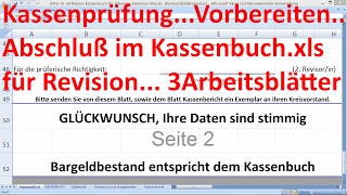 W0307 Kassenprüfung für Revisioren 3 Arbeitsblätter aus Kassenbuchxls [upl. by Aay]