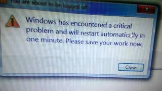 windows has encountered critical problem and will restart automatically in one minuteplease save yo [upl. by Ynafit213]