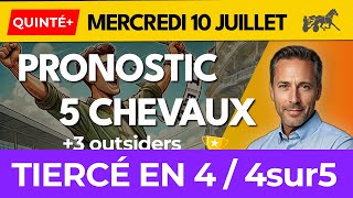 Pronostic Quinté PMU MERCREDI 10 JUILLET 2024 🎭  Prix de lOpéra Enghien – 5 Chevaux  3 Outsiders [upl. by Tyson]