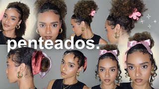 ideias de penteados fáceis para cabelo crespo e cacheado [upl. by Kcirej838]