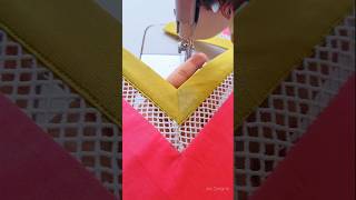 Sewing Tips And Tricks Joint Lace Attach in Square Neck me Jali Vali Lace Lgana  Asmr Shorts [upl. by Mark43]