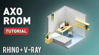 Render this axo room diagram with Rhino  VRay Full workflow [upl. by Adrahc581]