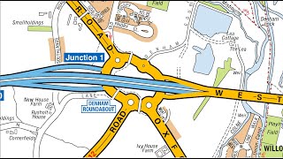 HOW TO GO THROUGH DENHAM ROUNDABOUTALL POSSIBILITIES TO ENTER RBTTFL ROUTE IN ENGLISH LANGUAGE [upl. by Arihas]