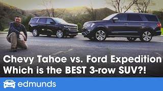 2021 Chevy Tahoe vs Ford Expedition  FullSize 3Row Family SUV Comparison Test [upl. by Murry860]