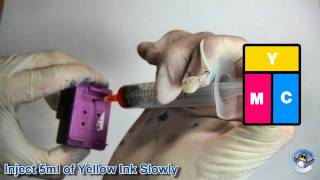 How to Refill HP 300XL HP 901 amp HP 301XL Colour Ink Cartridge [upl. by Mella437]