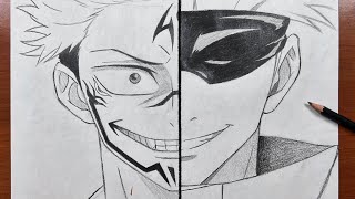 How to draw sukuna vs gojo satoru stepbystep  Easy to draw [upl. by Brink]