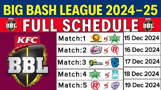 Big Bash League 202425 Schedule Date Teams Timing Venues  BBL 202425 Schedule  BBL 202425 [upl. by Jemima]