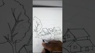 Hillside Village Drawing Easy To Draw a Beautiful Hillside Village Step by Step [upl. by Ormsby564]