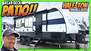 Half Ton RV with Rear Patio 2024 Grey Wolf 18RR Travel Trailer [upl. by Nosneb]