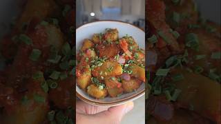 Plantain Gnocchi With a Chilli Chorizo tomato sauce italian cooking recipes fusionfood foodie [upl. by Aicela]