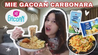 COBAIN MIE GACOAN CARBONARA VIRAL RASANYA KOK  Aurelliaurel [upl. by Prudi]