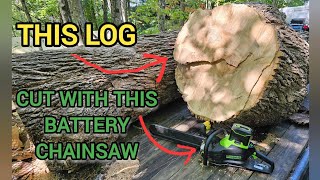 Greenworks Commercial 20quot chainsaw cutting a 3 foot ash log [upl. by Strander146]