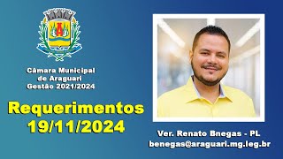 Requerimentos Vereador Renato Bnegas 19112024 [upl. by Siurad]