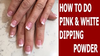 How To Do Pink and White Dipping Powder ♥ SNS Nails  Dipping Powder ♥ Lisa Nail Beauty [upl. by Nnov186]