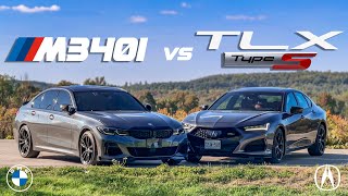 2023 Acura TLX Type S vs BMW M340i 3 Series  Battle of the FourDoor Sports Sedan [upl. by Tallou]