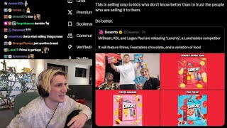 xQc Reacts to Logan Paul amp KSI Getting Heat after Announcing quotLunchlyquot a Lunchables Competitor [upl. by Enineg]