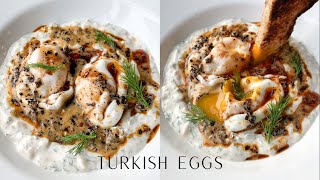 Turkish Eggs Cilbir  Easy Delicious Breakfast Recipe [upl. by Cadmar704]