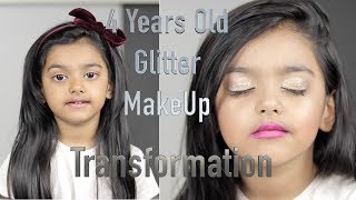 Easy Glitter Eye Makeup By a 4 Year Old  Aimalifestyle [upl. by Arek]