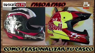 Como personalizar el casco de tu moto full calcomanías [upl. by Ynitsed]