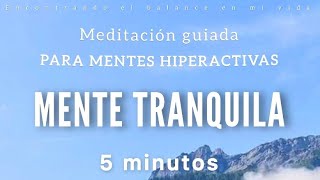 Meditación guiada MENTE TRANQUILA 🤍🌀 para Mente Hiperactiva  5 minutos MINDFULNESS [upl. by Wolfram]