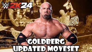 WWE 2K24 Goldberg Updated Moveset  Superstar Settings [upl. by Ayanal726]