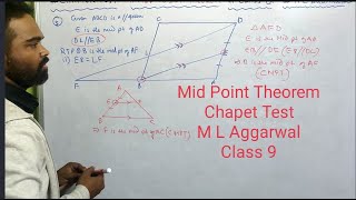 Mid point Theorem class 9  M L Aggarwal  icse Chapter test  Mid point theorem class 9 solution [upl. by Fischer]