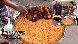 How to COOK the Perfect PARTY JOLLOF RICE with Fried CHICKEN  Tips for best Crowd pleasing Ghana [upl. by Annaes]