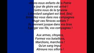 LA MARSEILLAISE  HYMNE DE LA FRANCE  PAROLES [upl. by Adikram]