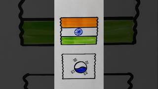 National flag drawing for beginners 🇮🇳❤️🇰🇷 video trending shorts flag song howtodraw easyart [upl. by Harriet504]