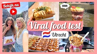 VIRAL FOOD snacks TESTEN in UTRECHT  Cinnamon Roll Acaï bowl Sandwich 🥪  Travelling Sisters [upl. by Edmon]