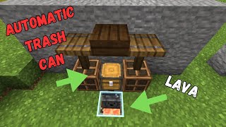 Minecraft Automatic Trash Can  Lava Bin  2024 Minecraft Bedrock [upl. by Eerat]