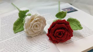 How to Crochet a Rose  Crochet Flowers  Beginner Friendly Crochet Rose Tutorial  Flower Bouquet [upl. by Joashus]