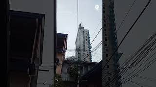 Crane collapses after earthquake strikes Philippines [upl. by Engamrahc635]