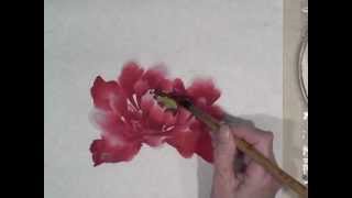 Peony Demo Part 13 in Chinese brush painting technique [upl. by Haridan902]