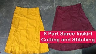 8 part saree inskirt cutting and stitching in Tamil  8 Piece Saree petticoat cutting and stitching [upl. by Burnight879]