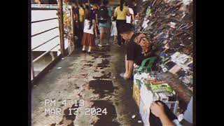 Walking across the footbridge going EDSA MRT3 Station  Mar 13 2024 [upl. by Anirtal993]