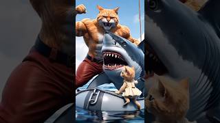 Cute Baby Cat help sad Father Shark Fighting hybrids❤️ytshorts animals kidshybridsshorts [upl. by Nassah]