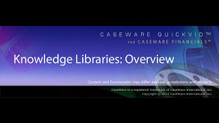 CaseWare QuickVids Knowledge Libraries  Overview [upl. by Anipsed]