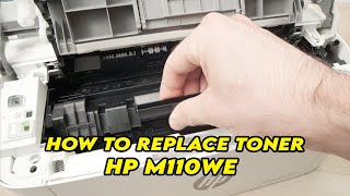 HP LaserJet M110we How to Replace Ink Toner Cartridge [upl. by Aekal222]