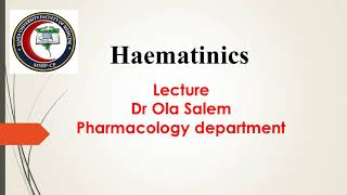 Lecture 2 hematinics pharmacology [upl. by Eimareg]