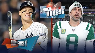 Aaron Rodgers and Aaron Judge Under Duress  FIRST THINGS FIRST [upl. by Yanaton]