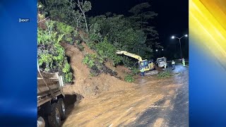 Kona Low storm causes road closures across Oahu [upl. by Euqirne]