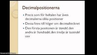 Talförståelse Talsystemet  Decimaltal [upl. by Hotze778]